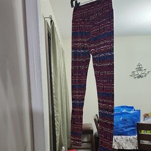 LuLaRoe Women's Red and Blue Patterned Leggings